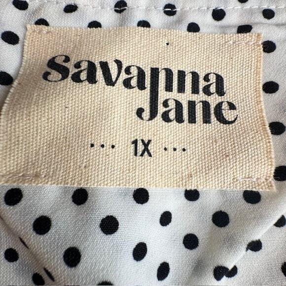 Savannah Jane Babydoll Floral Embroidered Dot Blouse Sz 1X - Picture 14 of 14